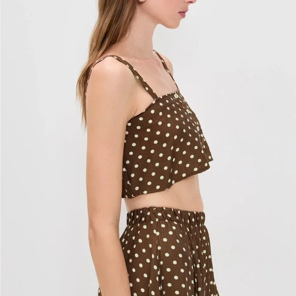 🆕 LE BOP | Brown Polka Dot Crop Top (size S) - Picture 3 of 8